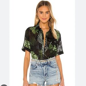 Camila Coelho palm print Malena blouse Tropical Print Blouse XS
